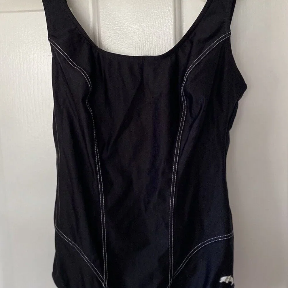 Anita Classix One Piece Swimsuit Size 8 Black White Stitching C Cup Vintage Look